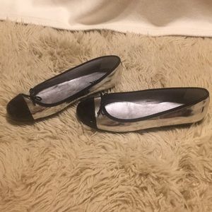 PRADA silver and black ballet flats